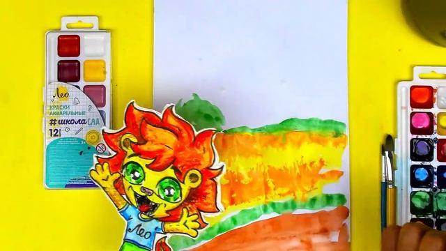 Рисуем ПЕЙЗАЖ - поле пшеницы красками - уроки рисования для детей смотреть онлайн