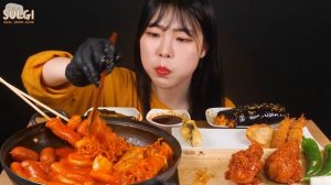ASMR MUKBANG| 직접 만든 떡볶이 양념치킨 김밥 먹방 & 레시피 FRIED CHICKEN AND Tteokbokki EATING