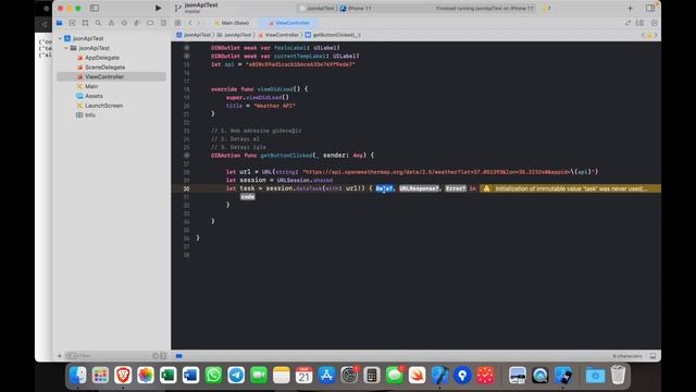 #30 Swift ile IOS Uygulama Geliştirme - API ile Hava Durumu Verisi Çekmek смотреть онлайн