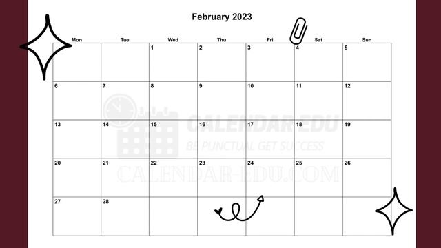 February 2023 Calendar Printable | Blank 2023 February Month Calendar| PDF, PPT, Word, Docx, Excel смотреть онлайн