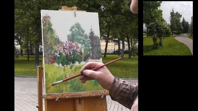 Как нарисовать сирень. Урок живописи. часть 1 смотреть онлайн