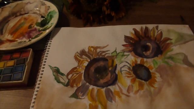 Рисуем красные подсолнухи акварелью. Туториал. Tutorial step by step. How to draw red sunflowers смотреть онлайн