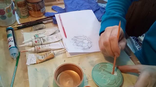 Как рисовать акриловыми красками Pebeo Fantasy Prisme Moon роспись шкатулки Handmade Ideas painting смотреть онлайн