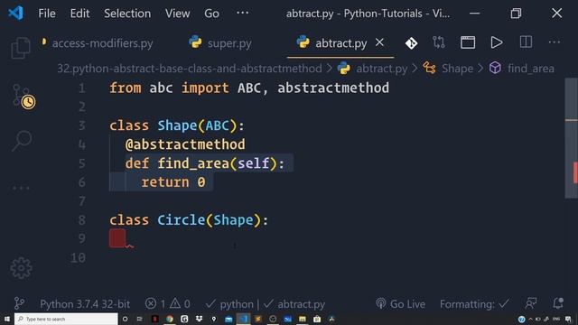 Abstract Classes - abc module, @abstractmethod | Python Tutorials For Beginners смотреть онлайн