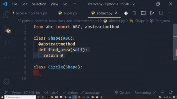Abstract Classes - abc module, @abstractmethod | Python Tutorials For Beginners
