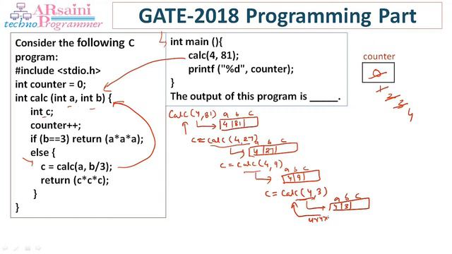 GATE 2018 CSE | CS | IT Paper solution | Programming question | GATE previous year QUESTION смотреть онлайн