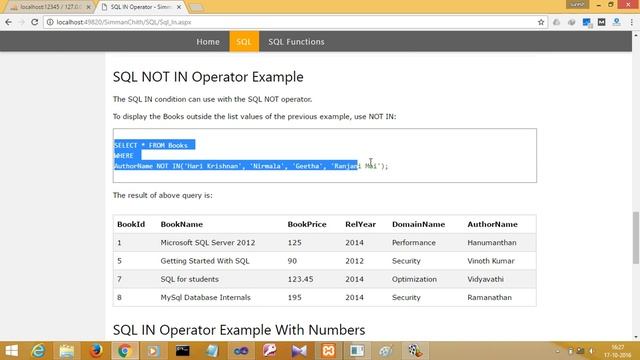 SQL IN Operator смотреть онлайн