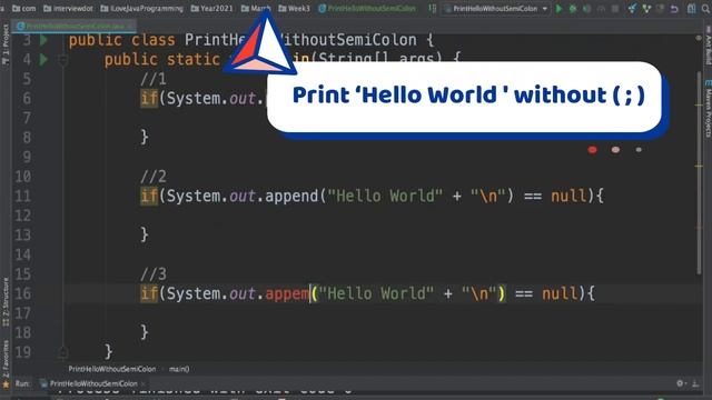 HOW TO PRINT HELLO WORLD WITHOUT USING SEMI COLON (;) IN JAVA | JAVA INTERVIEW QUESTION InterviewDO смотреть онлайн