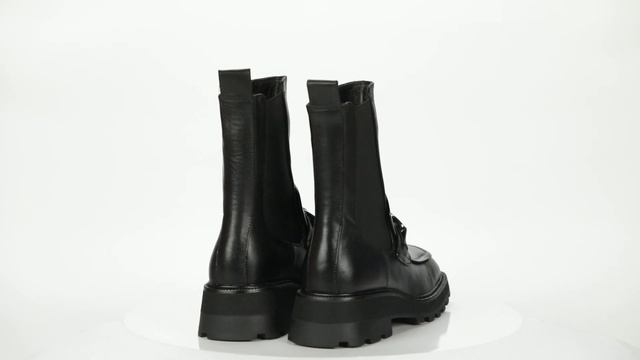 Черные ботинки из кожи на подкладке из текстиля и утолщенной подошве декором цепь IK32-142217 смотреть онлайн