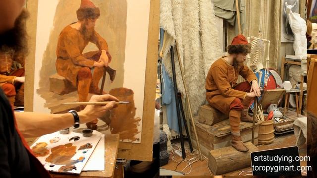 Сидящая одетая фигура. обучение живописи фигура 108 серия смотреть онлайн