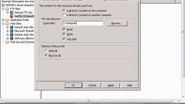 Change directory for an FTP site in Windows IIS смотреть онлайн