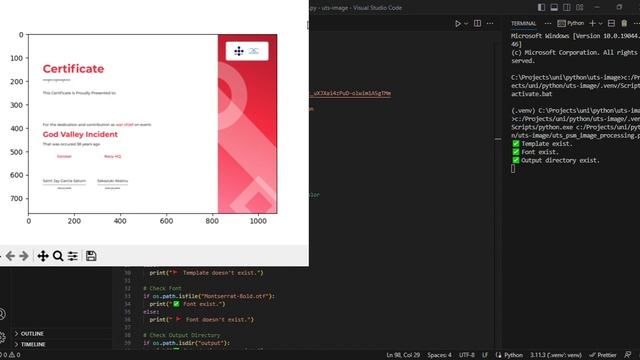Python Certificate Generator menggunakan Pillow - Image Processing Assignment смотреть онлайн