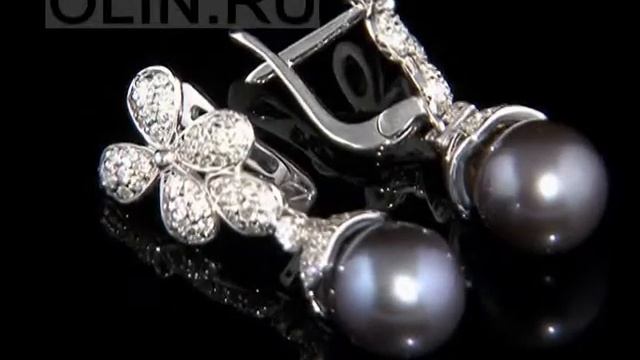 Сережки из белого золота с бриллиантами и жемчугом смотреть онлайн