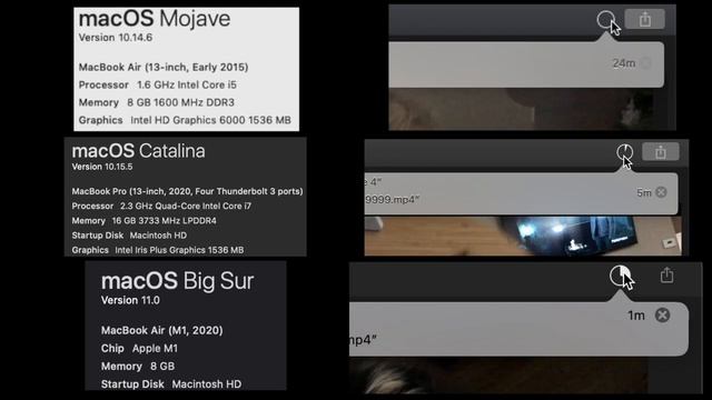 MacBook Comparison, iMovie Export, i5, i7, or M1