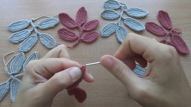 Уроки вязания.Как связать веточку с листиками крючком. смотреть онлайн
