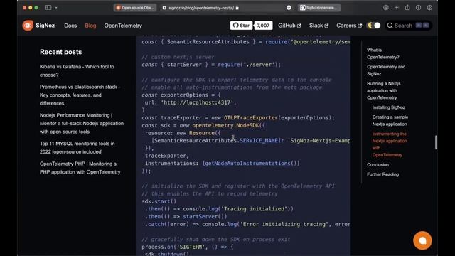 NextJS - Monitoring Your NextJS Application Using OpenTelemetry And SigNoz
