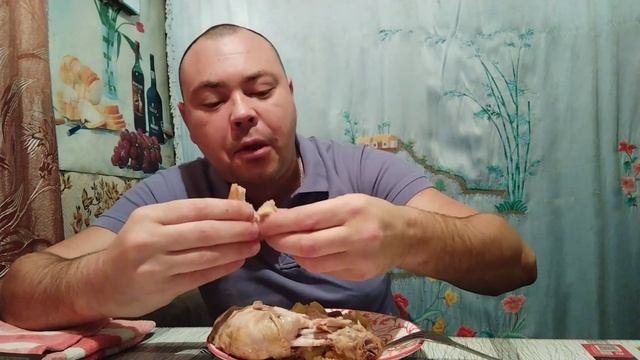 Мукбанг:жареная картошечка с грибами:жареный окорочок#asmr #mukbang#food#youtube