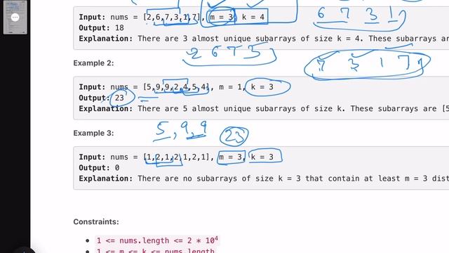 Leetcode BiWeekly contest 112 - Medium - Maximum Sum of Almost Unique Subarray смотреть онлайн