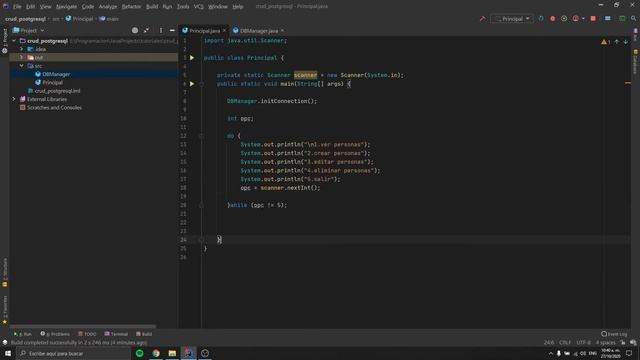 CRUD Java y PostgreSQL - crear menú - Video 03 смотреть онлайн