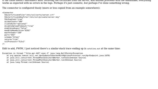 DevOps & SysAdmins: Tomcat NullPointerException when client doesn't complete SSL handshake смотреть онлайн