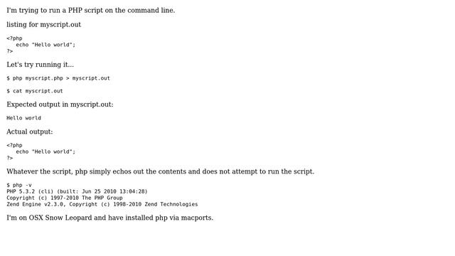 DevOps & SysAdmins: PHP run on the command line simply outputs the contents of the script смотреть онлайн
