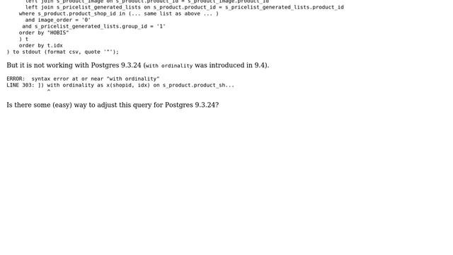 Databases: What to use instead of WITH ORDINALITY in PostgreSQL 9.3 смотреть онлайн