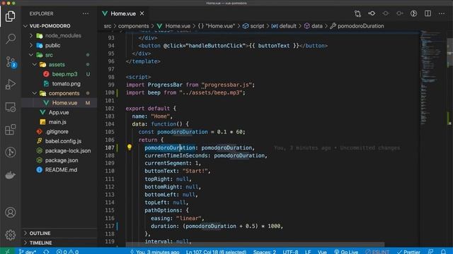 How To Build A Pomodoro Timer using VueJS & Progressbar.JS [Beginner Tutorial] - Part 2 смотреть онлайн