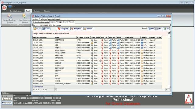 Omega DB Security Reporter - System Privileges security смотреть онлайн
