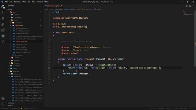 User Account Status (Active & Closed) | Laravel 8 Tutorials # 43 | Urdu & Hindi смотреть онлайн