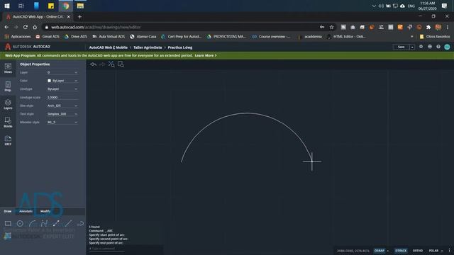 v6 AutoCAD Web Taller Gratuito - Comando Arco Arc смотреть онлайн