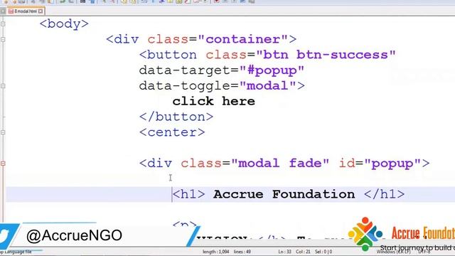 Bootstrap Modal Class | class 9 | Accrue Foundation смотреть онлайн