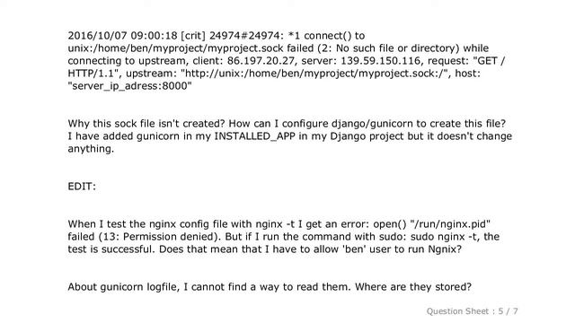 Django : django gunicorn sock file not created by wsgi смотреть онлайн