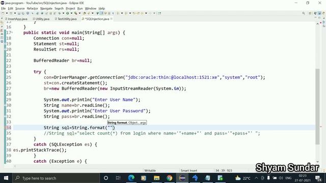 SQL Injection Attack in jdbc || Shyam Sundar смотреть онлайн