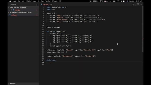 PySimpleGUI- Spreadsheet смотреть онлайн