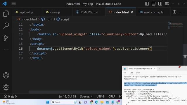 Javascript Project to Embed Cloudinary File Picker Widget to Upload Files in Browser смотреть онлайн