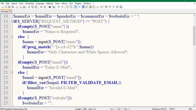 PHP Validating Email and Website Address Video Tutorials смотреть онлайн