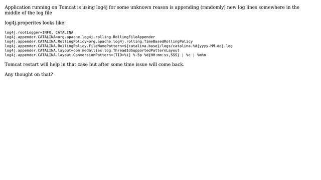 Appending new lines in Tomcat Catalina log rotate смотреть онлайн
