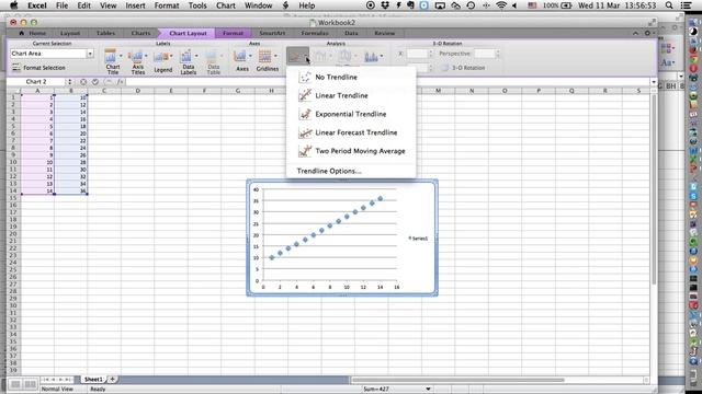 Excel: adding a trendline to your graph with an equation for the line of best fit смотреть онлайн