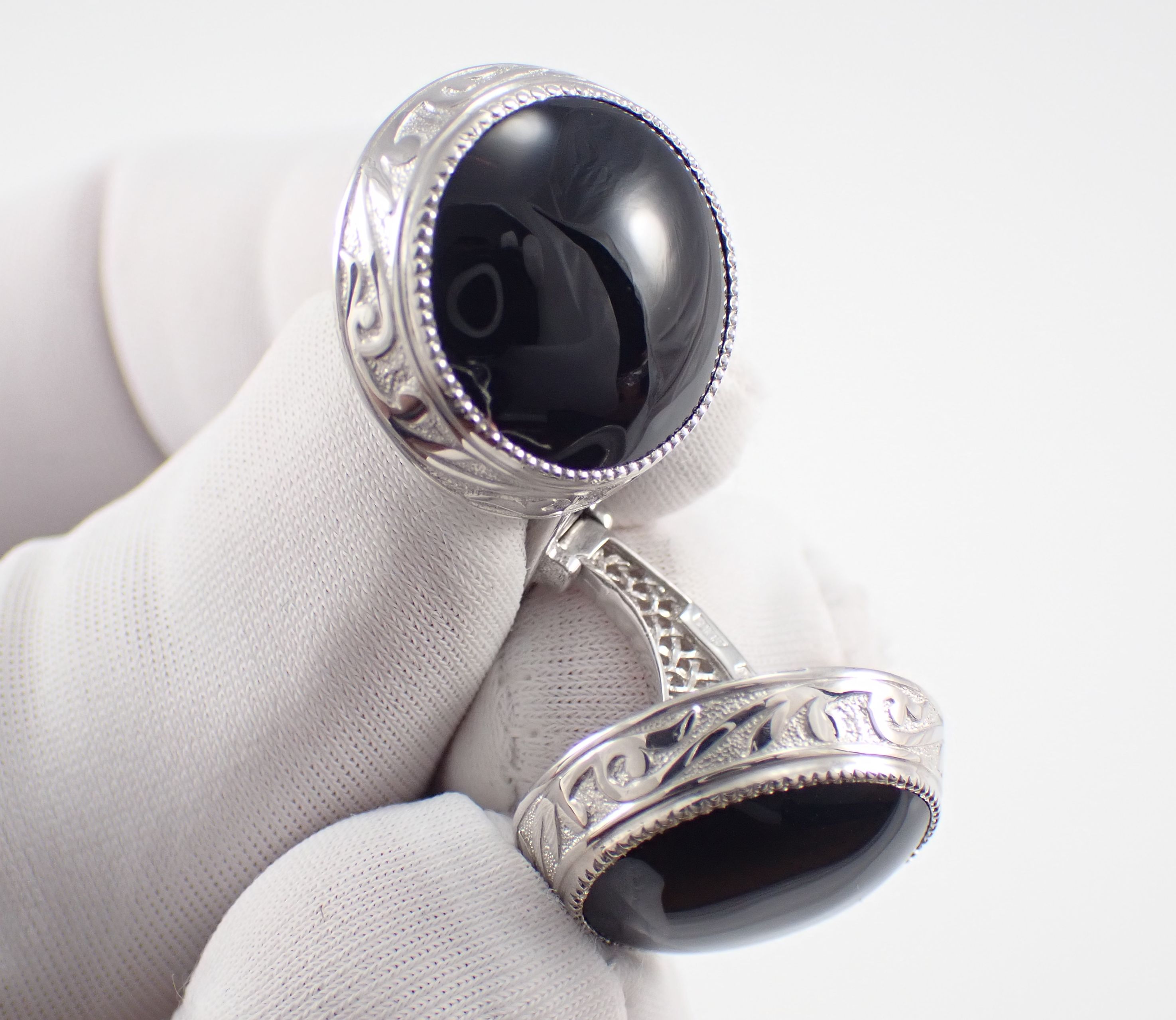 Запонки Мужские с натуральным Агатом, Артикул ЗМ-16_1_с, серебро 925 смотреть онлайн