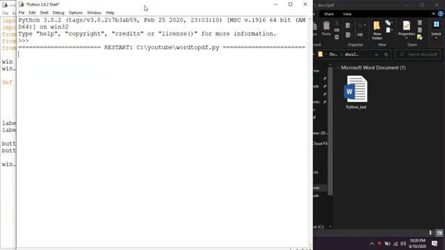 PYTHON | CONVERT WORD TO PDF USING PYTHON (gui) смотреть онлайн