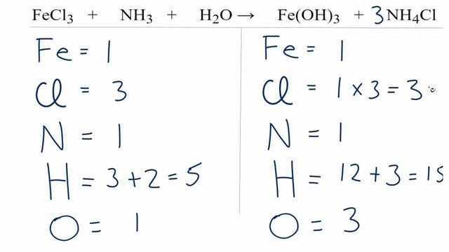 How to Balance FeCl3 + NH3 + H2O = Fe(OH)3 + NH4Cl смотреть онлайн