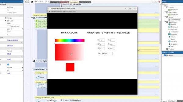 Construct 3 demonstration : creating a color picker
