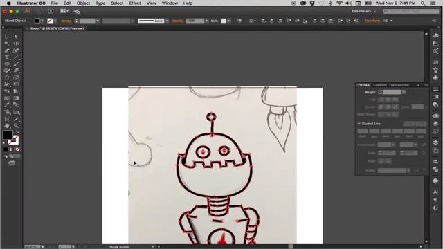 Converting A Robot Sketch to Vector - Adobe Illustrator Speed Art смотреть онлайн