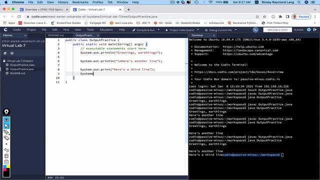 Java Terminal Output смотреть онлайн