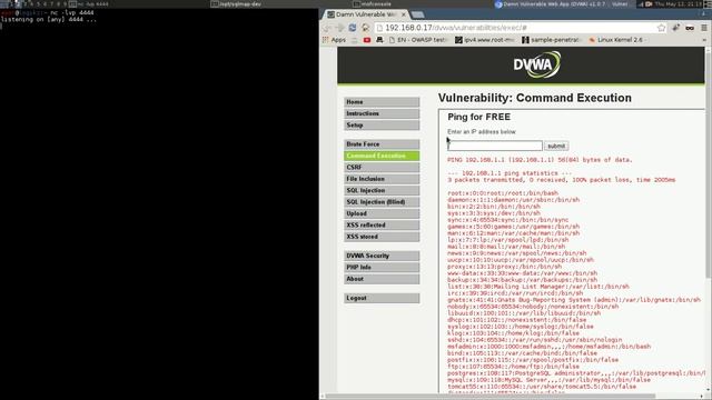 DVWA - Command Execution Examples with ConnectBack Shell смотреть онлайн