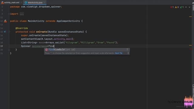 Dropdown spinner in Android (Part1) | TechViewHub | Android Studio смотреть онлайн
