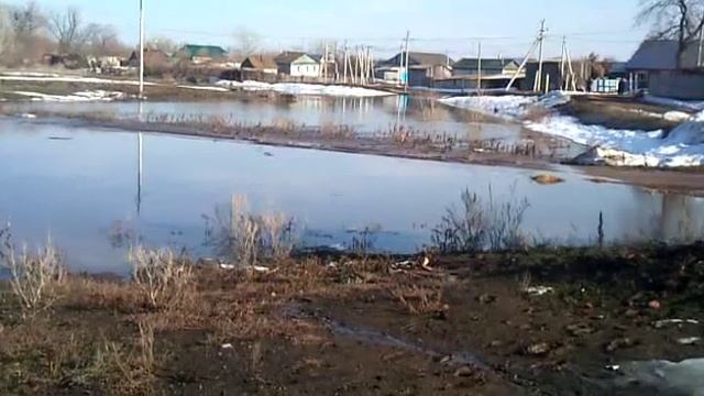 Разлив реки во время половодья в весеннее время в Беляевском районе Оренбургской области смотреть онлайн