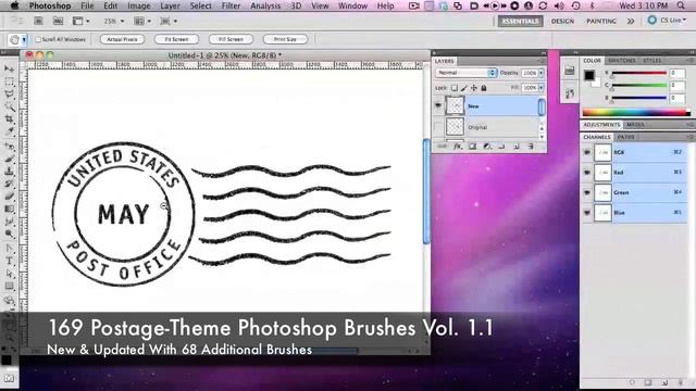 Realistic Postage Stamp & Cancellation Photoshop Shop Brush Tutorial/Product Demo смотреть онлайн