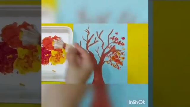 Autumn tree painting with cotton ball & Q-tips смотреть онлайн