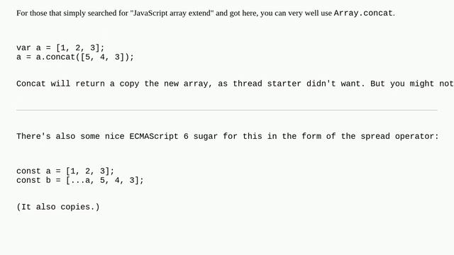 How to extend an existing JavaScript array with another array, without creating a new array смотреть онлайн